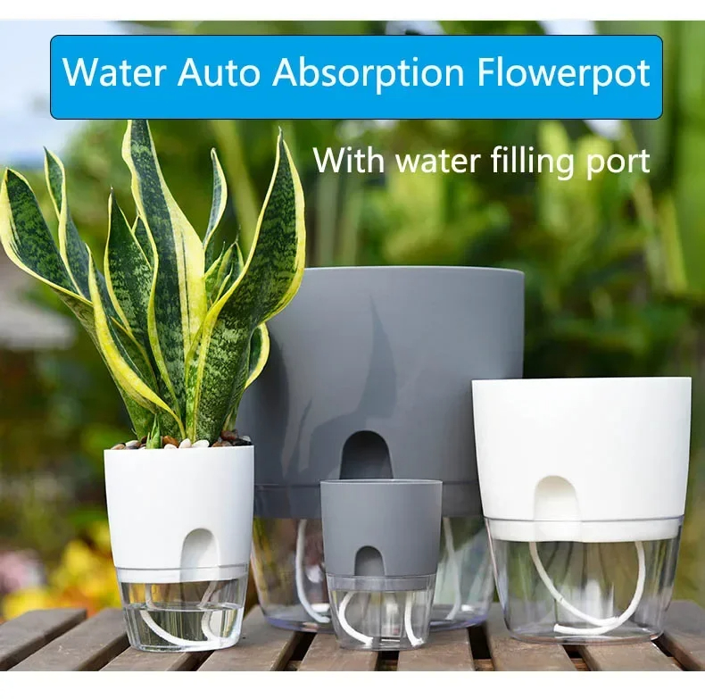 Aloe Vera Pot - Transparent Double Layer Plastic Flower Pot