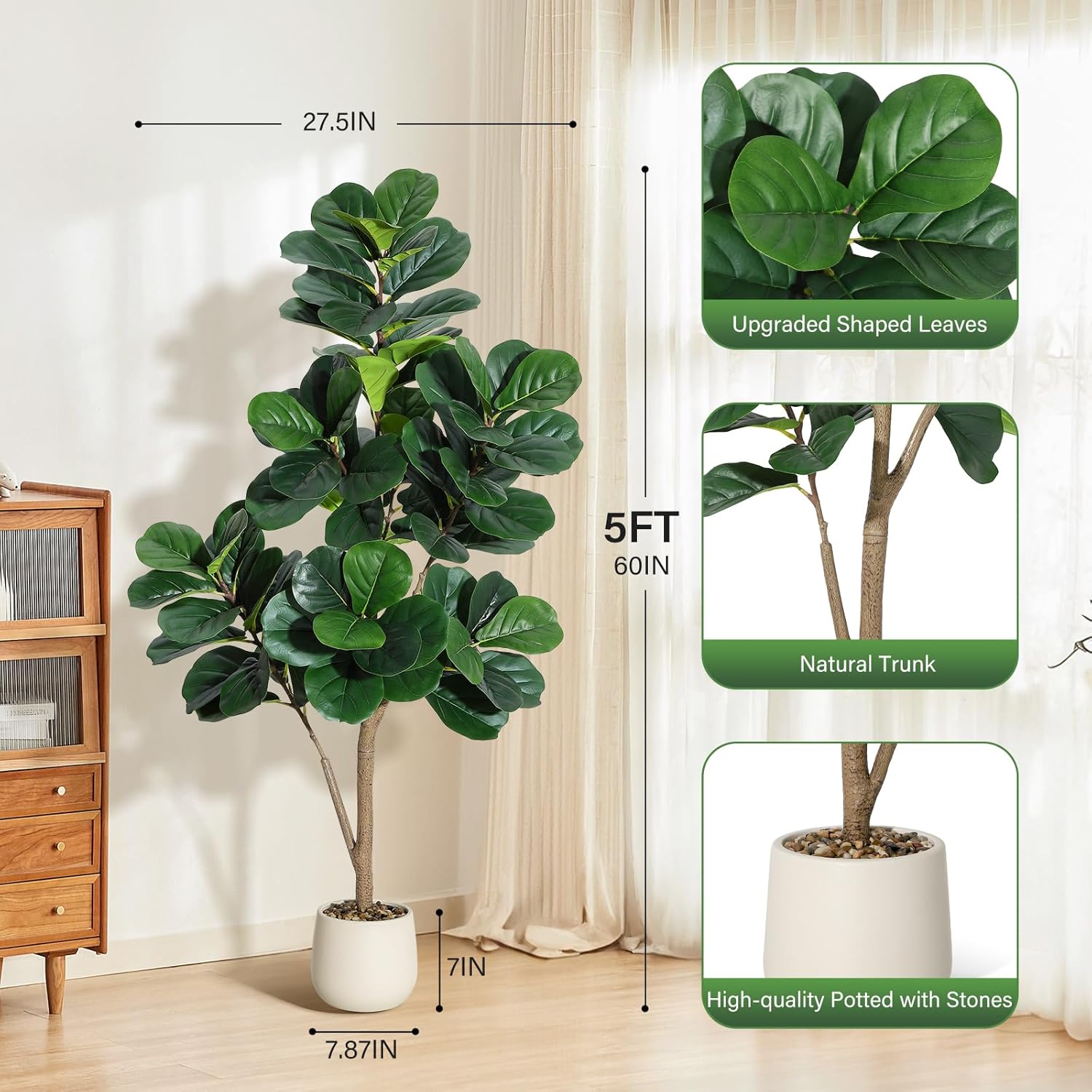 Fiddle Leaf Fig Tree Artificia - đánh giá và giá Ficus Lyrata Tree
