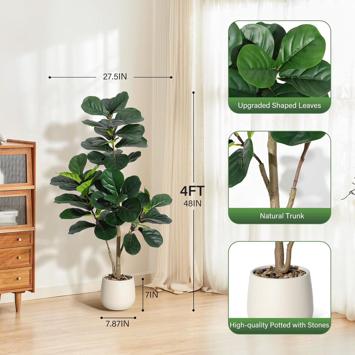 Fiddle Leaf Fig Tree Artificia - đánh giá và giá Ficus Lyrata Tree